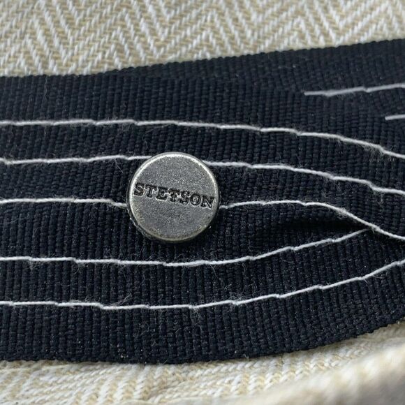 Stetson Beige Herringbone Linen Blend Fedora Mens - Picture 6 of 7